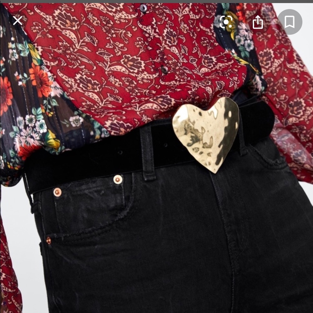 Zara heart velvet belt with love heart buckle
